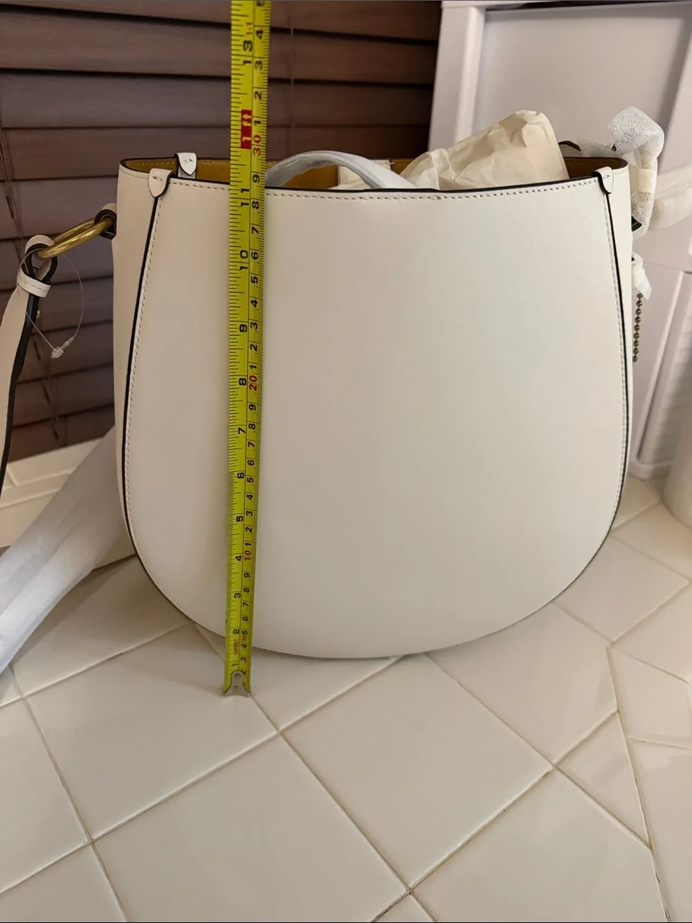 Coach Cream Crossbody Saddle Bag with Wide Strap